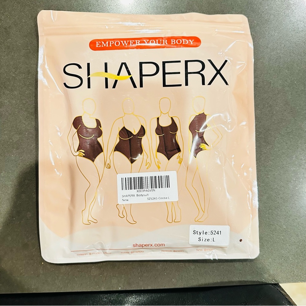 ShaperX Bodysuit Shapewear – Cocoa Brown – Size L – NEW